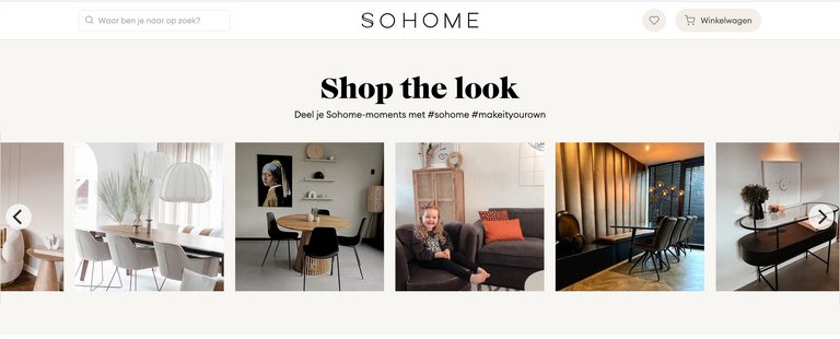 Instagram feed embedded on a webshop