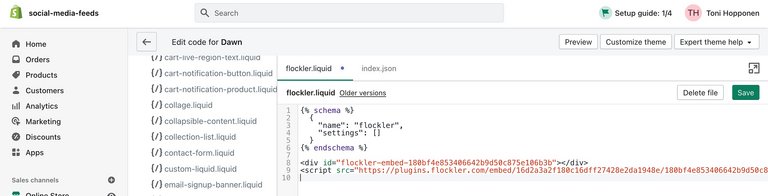 Adding Flockler to Shopify