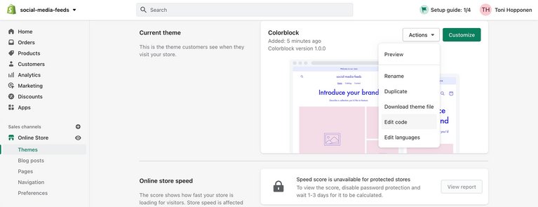 Editing Shopify theme
