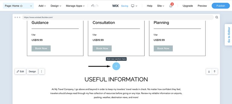 Adding an element to Wix website
