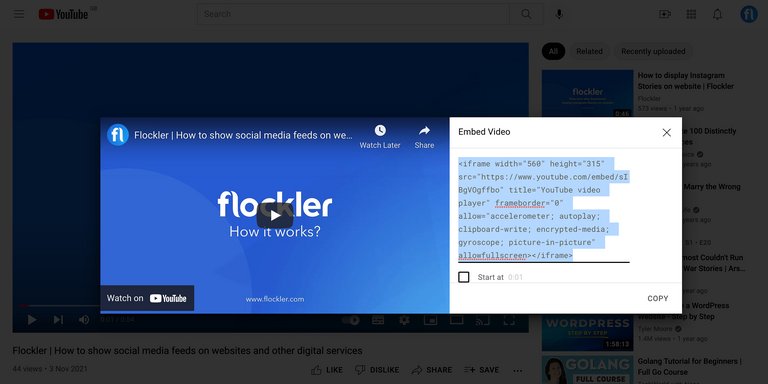 YouTube video embed code example