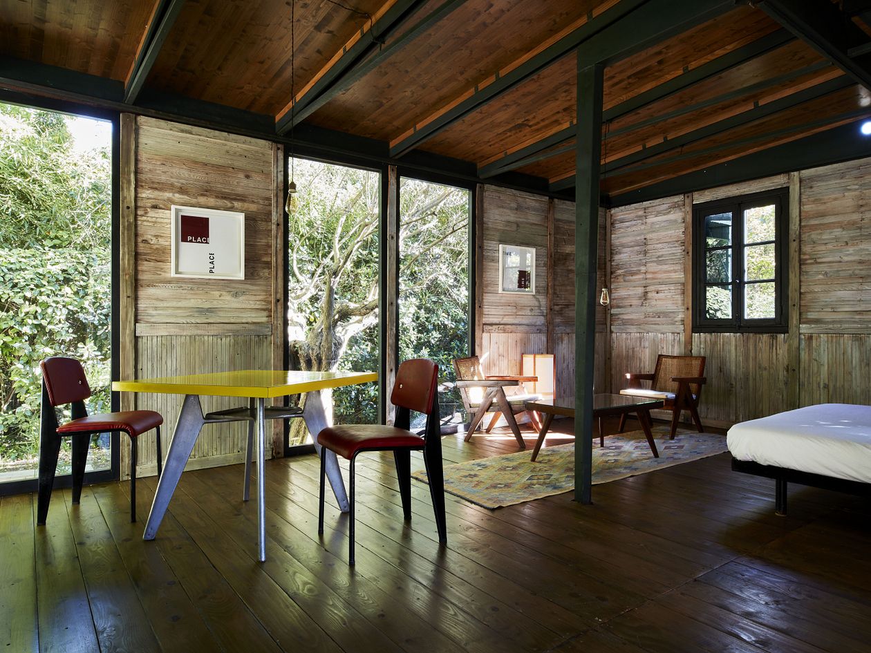 A demountable wooden house designed by Jean Prouvé in the garden of Fondation CAB