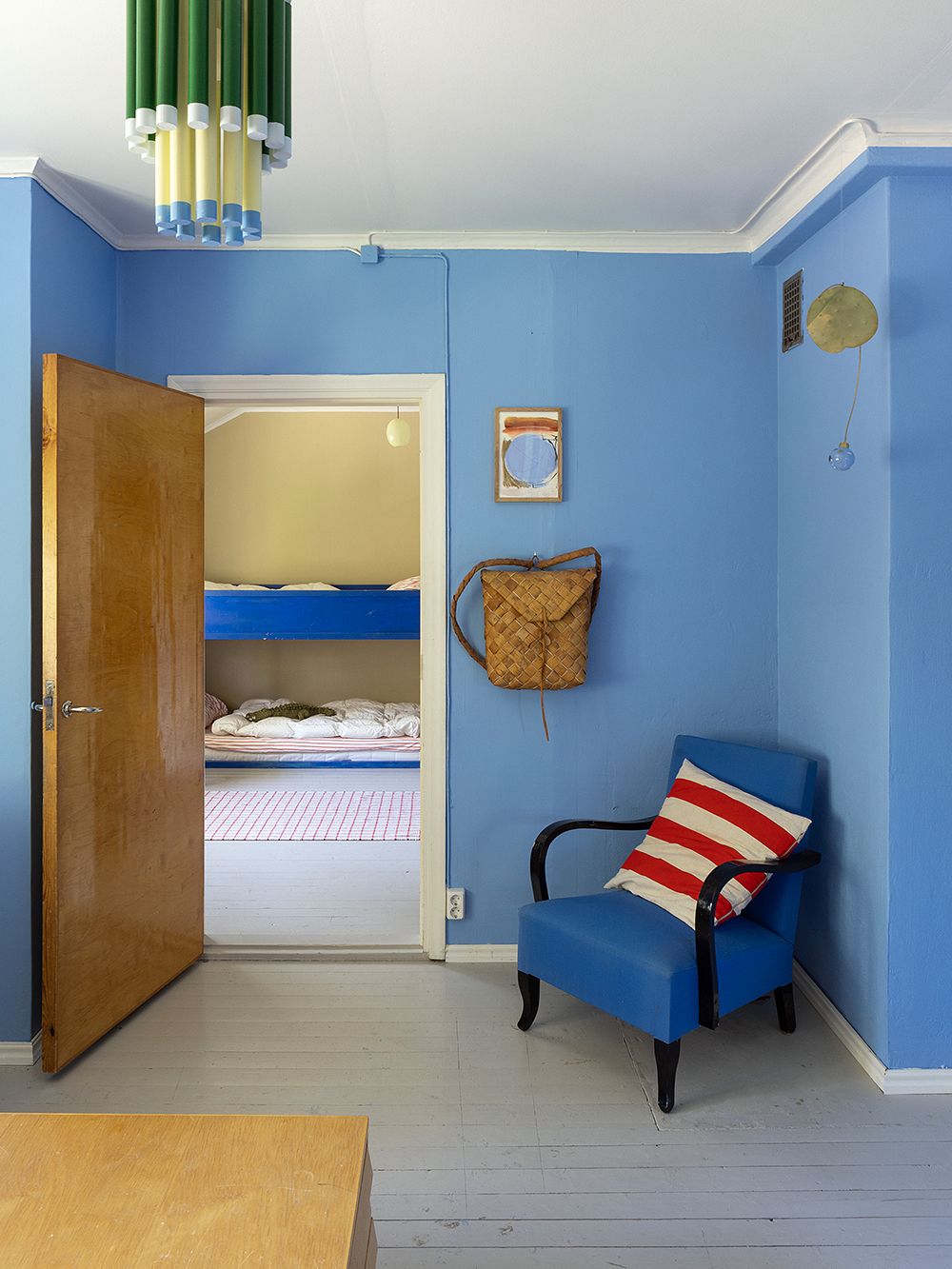 A room painted in blue
