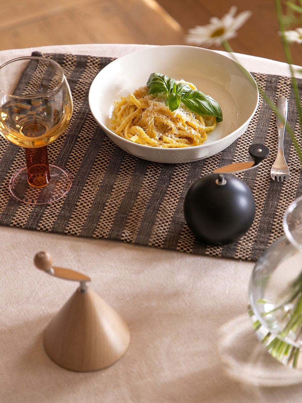 Corn pasta on a plate